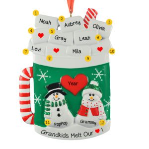 Image of Grandparents + 7 Grandkids Christmas Mug Ornament