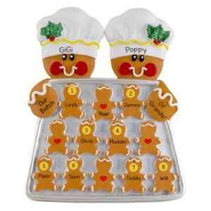 Image of Personalized Gingerbread Couple With 8 Grandkids TABLE TOP DECORATION Easel Back