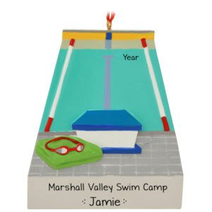 Image of Personalized Swim Camp Race Block And Goggles Ornament