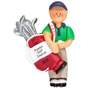 Image of Personalized Male Carrying Golf Clubs First Job Ornament