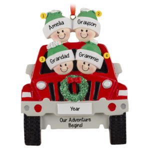 Image of Personalized Sloth Grandparents With 2 Grandkids Glittered Ornament