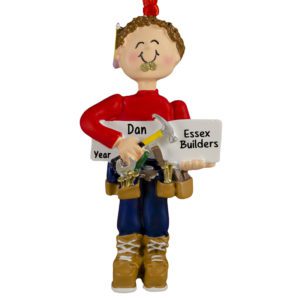 Image of Carpenter Holding Tools Nails In His Mouth Ornament BROWN Hair