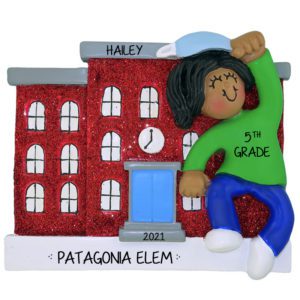 Image of Personalized GIRL With Mask Glittered School Ornament African American