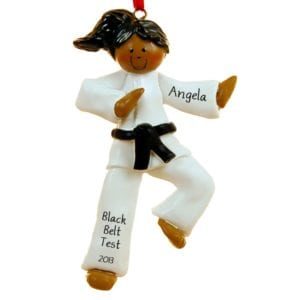 Image of African American Karate GIRL BLACK Belt Ornament