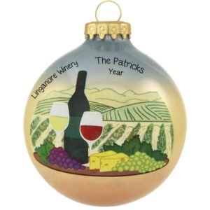 Image of Personalized Vineyard Landscape With Wine Bottle Glass Ornament