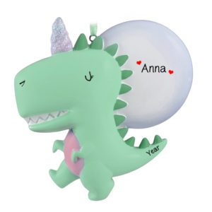 Image of Personalized Dinocorn Colorful Glittered Ornament