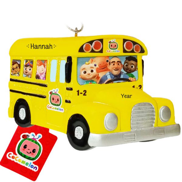 Image of Personalized Cocomelon Yellow Bus Ornament