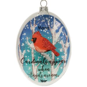 Image of Personalized Cardinals And Angels Glittered Glass Ornament