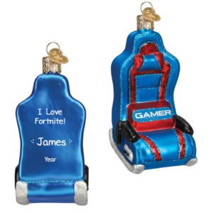Image of Personalized Gamer Chair Glittered Glass Ornament
