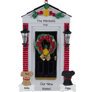 Image of Personalized Our New Home BLACK Door With 2 Pets Ornament