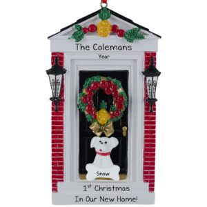 Image of Personalized 1st Christmas In New Home With Pet BLACK Door Ornament