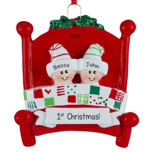 Image of Personalized Baby BOY'S 1st Christmas Dangling Snowflake Ornament BLUE
