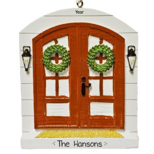Image of Personalized Festive Front Doors With Wreaths Ornament