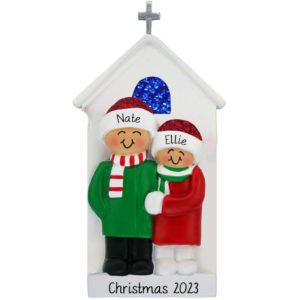 Image of Personalized Couple At Church Glittered Keepsake Ornament