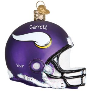 Image of Minnesota Vikings Helmet Totally Dimensional Glittered Glass Ornament