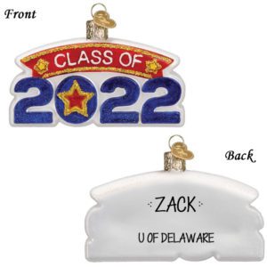 Image of Personalized College Graduation Class Of 2022 Glittered Glass Ornament