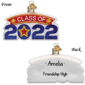 Image of Personalized High School Graduation Class Of 2022 Glittered Glass Ornament