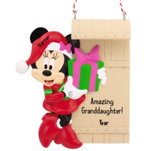 Image of Personalized Minnie Mouse Amazing Granddaughter Sled Ornament