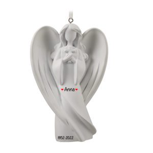 Image of Personalized Female Angel Holding Cross Memorial 3-D Ornament