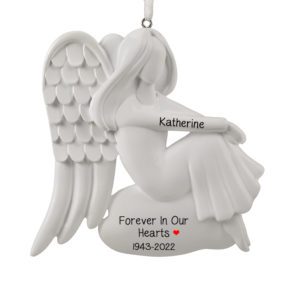 Image of Personalized Sitting Female Forever In Our Hearts Memorial Ornament