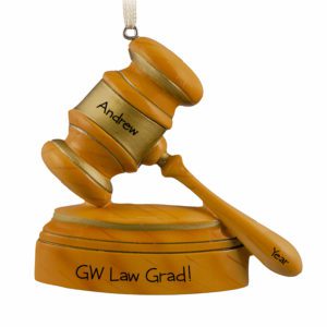 Image of Personalized Law School Grad Gavel And Block Ornament