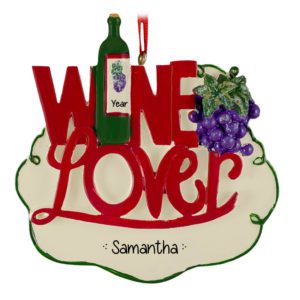 Image of Personalized Wine Lover Bottle And Grapes Ornament