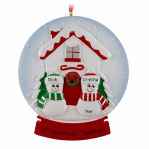 Image of Personalized 1st Christmas Together Couple Glittered Snow Globe Ornament