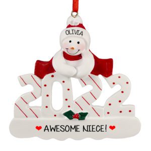 Image of Personalized 2022 Niece Snowman Year Ornament