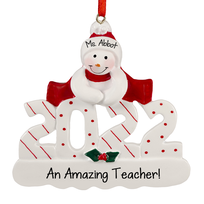 Personalized Teachers Aide Christmas Ornament Apple with Ruler Pencil Personalized Christmas Ornament Holiday Gift for Teacher 