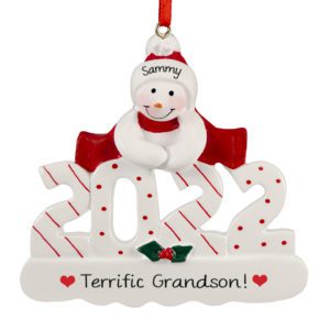 Image of Personalized 2022 Snowman Terrific Grandson Ornament