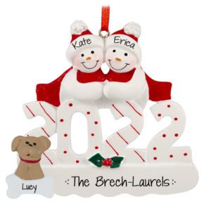 Image of Personalized 2022 LGBTQ Couple And Dog Ornament
