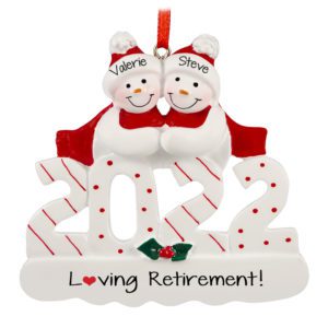 Retirement 2019 Christmas Tree Ornament 1st First Holiday Season Retiring From Job Work Ceramic Collectible Keepsake Man Woman Retired Party Present 3 Flat Porcelain with Red Ribbon & Free Gift Box 