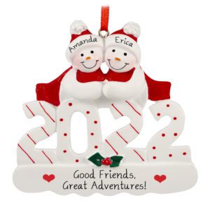 Image of Personalized Two Friends 2022 Snowmen Christmas Ornament