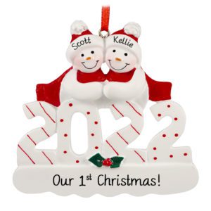 Image of 2022 Our 1st Christmas Snow Couple Personalized Ornament