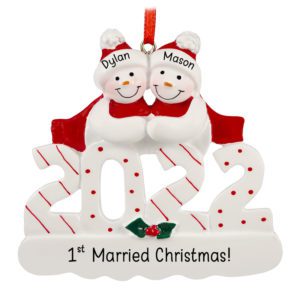 Image of Personalized 2022 LGBTQ 1st Married Christmas Ornament
