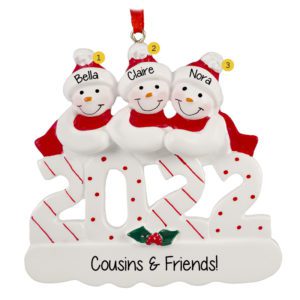 Image of Personalized 2022 Three Cousins Snowmen Ornament