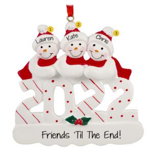 Image of Personalized 2022 Three Best Friends Snowmen Ornament