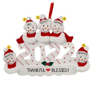 Image of 2022 Personalized Grandparents And 3 Grandkids Ornament