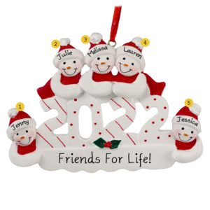 Image of Personalized 2022 Five Friends Snowmen Ornament