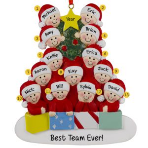 Image of Personalized Workplace Or Group Of 13 Glittered Tree Ornament