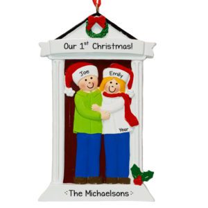 Image of Personalized 1st Christmas Together Couple Festive Door Ornament BLONDE