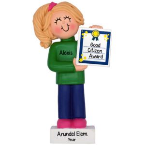 Image of Personalized FEMALE Good Citizen Award Ornament BLONDE