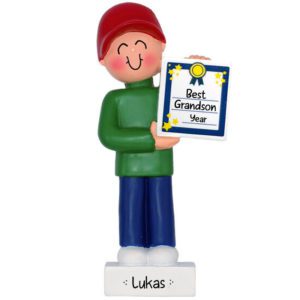 Image of Personalized MALE Best Grandson Award Ornament