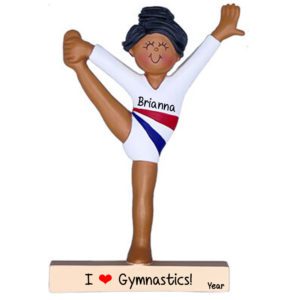 Image of Personalized I Love Gymnastics FEMALE Ornament AFRICAN AMERICAN