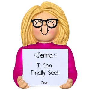 Image of Personalized FEMALE Wearing Glasses And Holding Sign BLONDE