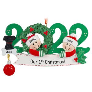 Image of 2022 Couple With Pet 1st Christmas Together Personalized Ornament