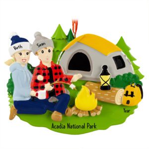 Image of Personalized Camping Couple With Campfire Souvenir Ornament
