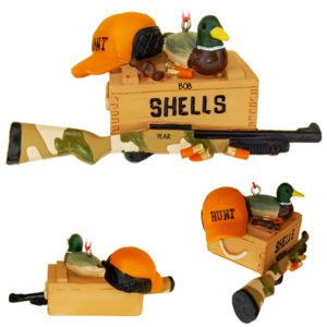Image of Personalized Shotgun Shell Box With Duck And Gun Ornament