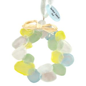 Image of Personalized Colorful Sea Glass Wreath Souvenir Ornament