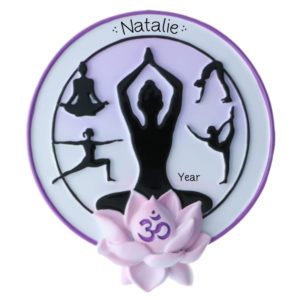 Image of Personalized Yoga Poses With Lotus Flower Ornament